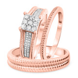 Photo of Evan 1/2 ct tw. Fancy Cluster Trio Set 10K Rose Gold [BT435R-C000]