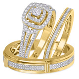 Photo of Declan 1 ct tw. Diamond Princess Cluster Trio Set 10K Yellow Gold [BT482Y-C000]