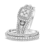 Photo of Dashiell 2 1/10 ct tw. Diamond Cushion Cluster Trio Set 14K White Gold [BT201W-C000]