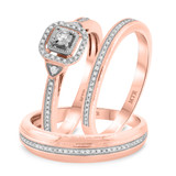 Photo of Ida 1/2 ct tw. Diamond Princess Cluster Trio Set 10K Rose Gold [BT204R-C000]