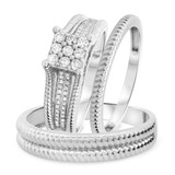 Photo of Evan 1/2 ct tw. Diamond Fancy Cluster Trio Set 10K White Gold [BT435W-C000]