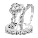 Photo of Ellen 2 ct tw. Diamond Heart Cluster Trio Set 10K White Gold [BT478W-C000]