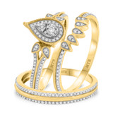 Photo of Edith 3/4 ct tw. Diamond Pear Cluster Trio Set 14K Yellow Gold [BT206Y-C000]