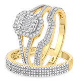 Photo of Clarie 1 1/10 ct tw. Diamond Fancy Cluster Trio Set 14K Yellow Gold [BT479Y-C000]