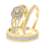 Photo of Dolley 3/4 ct tw. Diamond Fancy Cluster Trio Set 10K Yellow Gold [BT205Y-C000]