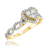 Photo of Ellen 2 ct tw. Diamond Heart Cluster Trio Set 10K Yellow Gold [BT478YE-C000]
