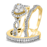 Photo of Ellen 2 ct tw. Diamond Heart Cluster Trio Set 14K Yellow Gold [BT478Y-C000]