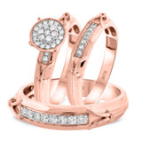 Photo of Nora 1/2 ct tw. Diamond Round Cluster Trio Set 10K Rose Gold [BT210R-C000]