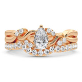Photo of Zelda 1 3/8 ct tw. Lab Grown Diamond Pear Solitaire Bridal Set 14K Rose Gold [BR5878R-M070]