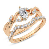 Photo of Zelda 1 3/8 ct tw. Lab Grown Diamond Pear Solitaire Bridal Set 14K Rose Gold [BR5878R-M070]
