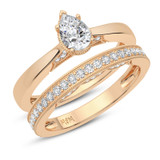 Photo of Killian 1 1/2 ct tw. Lab Grown Diamond Pear Solitaire Bridal Set 14K Rose Gold [BR5886R-M090]