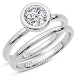 Photo of Sakura 3/4 ct tw. Lab Grown Diamond Round Solitaire Bridal Set 14K White Gold [BR5899W-L070]