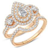 Photo of Rhiannon 2 1/2 ct tw. Lab Grown Diamond Pear Solitaire Bridal Set 14K Rose Gold [BR5887R-M070]