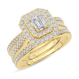 Photo of Nalda 2 ct tw. Lab Grown Diamond Emerald Solitaire Bridal Set 14K Yellow Gold [BR5891Y-N070]