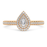 Photo of Kemina 1 1/10 ct tw. Lab Grown Diamond Pear Solitaire Bridal Set 14K Rose Gold [BT5884RE-C000]