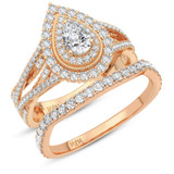 Photo of Sheba 2 ct tw. Lab Grown Diamond Pear Solitaire Bridal Set 14K Rose Gold [BR5885R-M060]