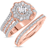 Photo of Briella 2 2/3 ct tw. Lab Grown Diamond Round Solitaire Bridal Set 14K Rose Gold [BR5901R-L070]