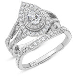 Photo of Sheba 2 ct tw. Lab Grown Diamond Pear Solitaire Bridal Set 14K White Gold [BR5885W-M060]