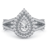 Photo of Sheba 2 ct tw. Lab Grown Diamond Pear Solitaire Bridal Set 14K White Gold [BT5885WE-M060]