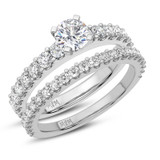 Photo of Amaya 3 ct tw. Lab Grown Diamond Round Solitaire Bridal Set 14K White Gold [BR5881W-L090]