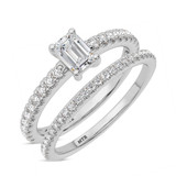 Photo of Zaila 2 ct tw. Lab Grown Diamond Emerald Solitaire Bridal Set 14K White Solid Gold [BR5889W-N090]