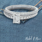 Photo of Zaila 2 ct tw. Lab Grown Diamond Emerald Solitaire Bridal Set 14K White Solid Gold [BR5889W-N090]