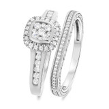 Photo of Daniel 3/4 Carat T.W. Diamond Cushion Cluster Bridal Set 14K White Gold [BR855W-C000]