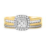 Photo of Daniel 3/4 CT. T.W. Diamond Cushion Cluster Bridal Set 10K Yellow Gold [BR855Y-C000]