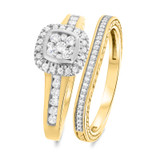 Photo of Daniel 3/4 CT. T.W. Diamond Cushion Cluster Bridal Set 10K Yellow Gold [BR855Y-C000]