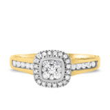 Photo of Daniel 3/4 CT. T.W. Diamond Cushion Cluster Bridal Set 10K Yellow Gold [BT855YE-C000]