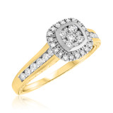 Photo of Daniel 5/8 ct tw. Diamond Cushion Cluster Engagement Ring 10K Yellow Gold [BT855YE-C000]
