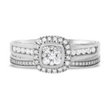Photo of Daniel 3/4 CT. T.W. Diamond Cushion Cluster Bridal Set 10K White Gold [BR855W-C000]