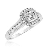 Photo of Daniel 3/4 CT. T.W. Diamond Cushion Cluster Bridal Set 10K White Gold [BT855WE-C000]