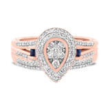 Photo of Bali 3/4 CT. T.W. Diamond Pear Cluster Bridal Set 14K Rose Gold [BR865R-C000]