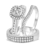 Photo of Daniel 1 1/4 ct tw. Diamond Cushion Cluster Trio Set 10K White Gold [BT855W-C000]