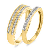 Photo of Bali 3/8 ct tw. Diamond Wedding Band Set 10K Yellow Gold [WB865Y]
