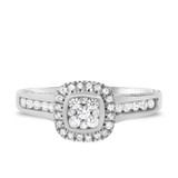 Photo of Daniel 5/8 ct tw. Diamond Cushion Cluster Engagement Ring 10K White Gold [BT855WE-C000]