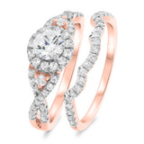 Photo of Margie 1 ct tw. Lab Grown Diamond Round Solitaire Bridal Set 14K Rose Gold [BR1621R-C000]