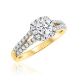 Photo of Carson 1 1/7 ct tw. Lab Grown Diamond Round Solitaire Bridal Set 14K Yellow Gold [BT1623YE-C000]
