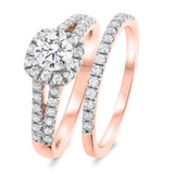 Photo of Carson 1 1/7 ct tw. Lab Grown Diamond Round Solitaire Bridal Set 14K Rose Gold [BR1623R-C000]
