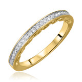 Photo of Cadence 1 1/4  ct tw. Lab Grown Round Solitaire Diamond Bridal Ring Set 10K Yellow Gold [BT1626YL]