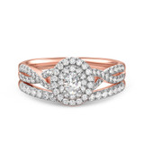 Photo of Tanner 3/4 ct tw. Lab Grown Diamond Oval Solitaire Bridal Set 10K Rose Gold [BR1630R-C000]