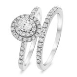 Photo of Dean 3/4 ct tw. Lab Grown Diamond Oval Solitaire Bridal Set 10K White Gold [BR1629W-C000]