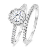 Photo of Bree 7/8 ct tw. Lab Grown Diamond Round Solitaire Bridal Set 14K White Gold [BR1619W-C000]