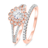 Photo of Toria 1 1/10 ct tw. Lab Grown Diamond Round Solitaire Bridal Set 14K Rose Gold [BR1620R-C000]