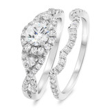 Photo of Margie 1 ct tw. Lab Grown Diamond Round Solitaire Bridal Set 14K White Gold [BR1621W-C000]