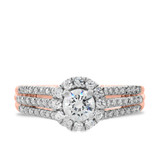Photo of Betty 1 1/10 ct tw. Lab Grown Diamond Round Solitaire Bridal Set 14K Rose Gold [BT1622RE-C000]