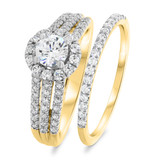 Photo of Betty 1 1/10 ct tw. Lab Grown Diamond Round Solitaire Bridal Set 14K Yellow Gold [BR1622Y-C000]