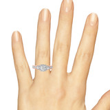 Photo of Danica 1 1/2  ct tw. Lab Grown Round Solitaire Diamond Bridal Ring Set 14K Rose Gold [BT1624RE-C000]