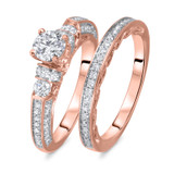 Photo of Cadence 1 1/4 ct tw. Lab Grown Diamond Round Solitaire Bridal Set 14K Rose Gold [BR1626R-C000]
